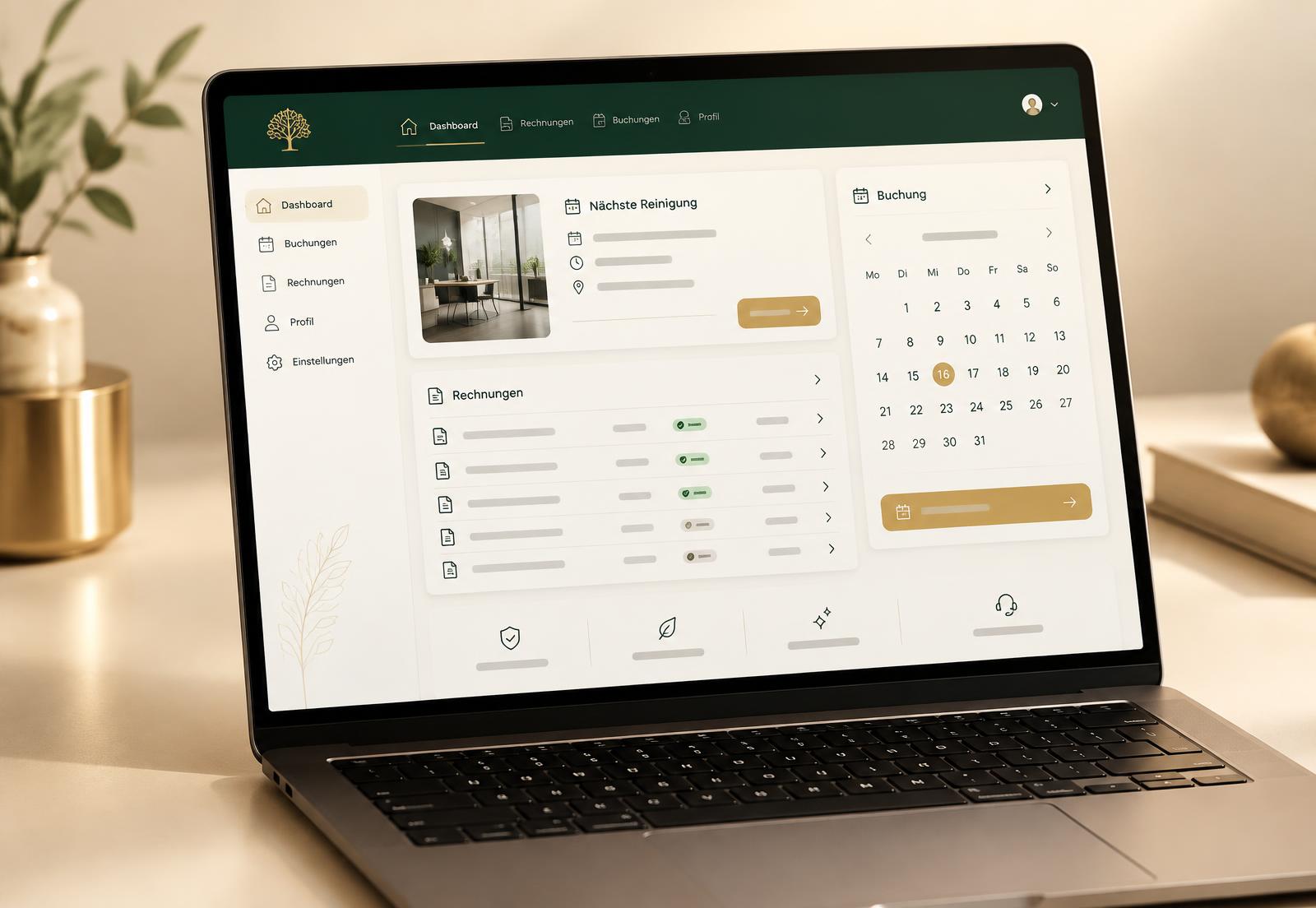 TIMELESS Kundenportal – Dashboard mit Buchungen und Rechnungen